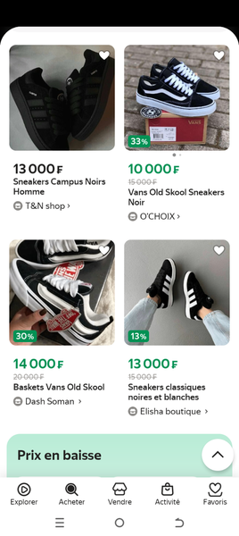 Sneakers classiques noir et blanc