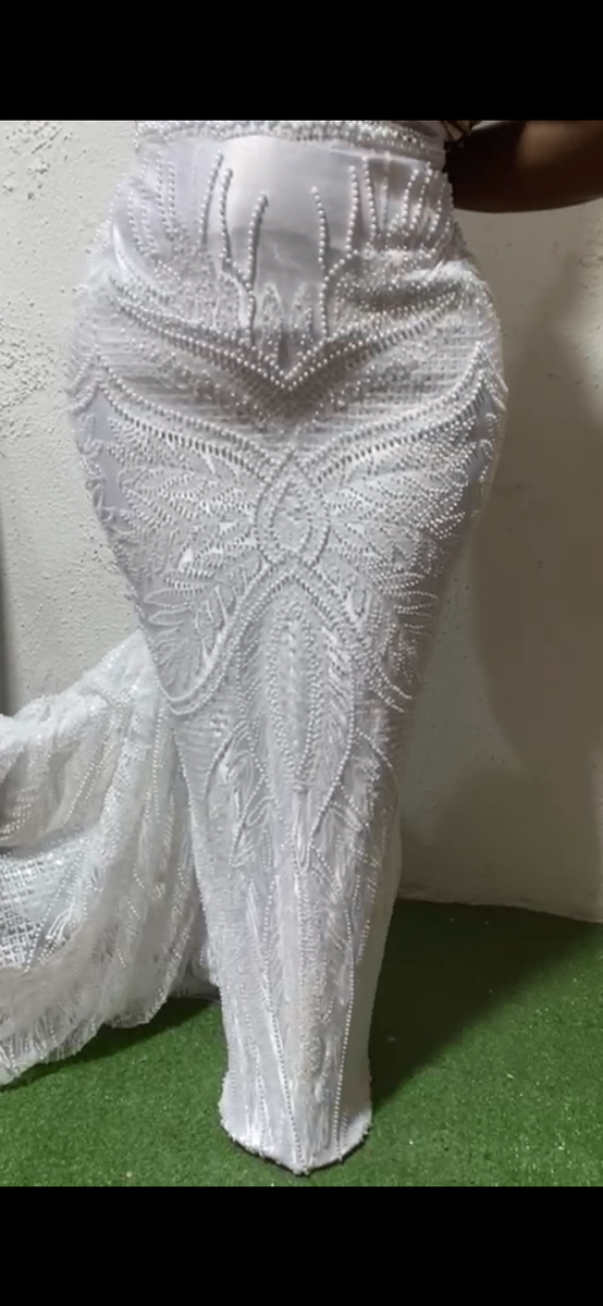 White beaded lace