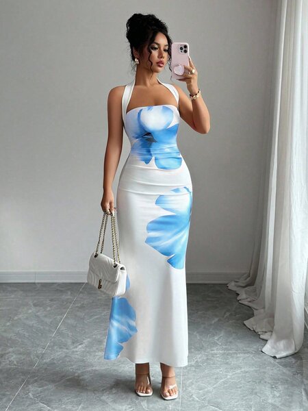 Robe élégante longue imprimée