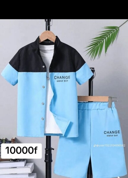 Ensemble short homme bleu