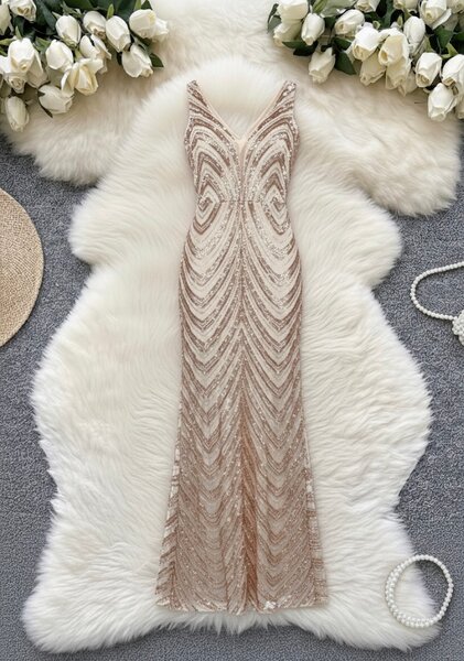 Robe longue soirée pailletée