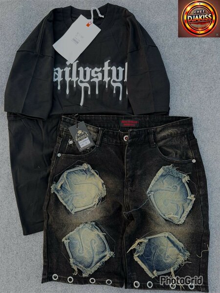 T-shirt et Short Denim Ripped