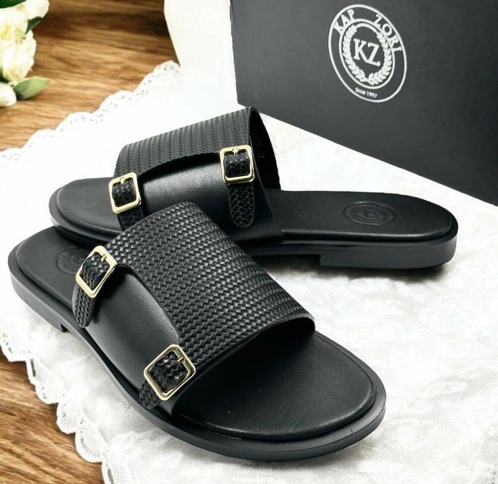 Solid leather slippers