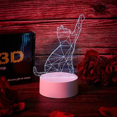 Cat shaped 3 D visualization lamp and decor