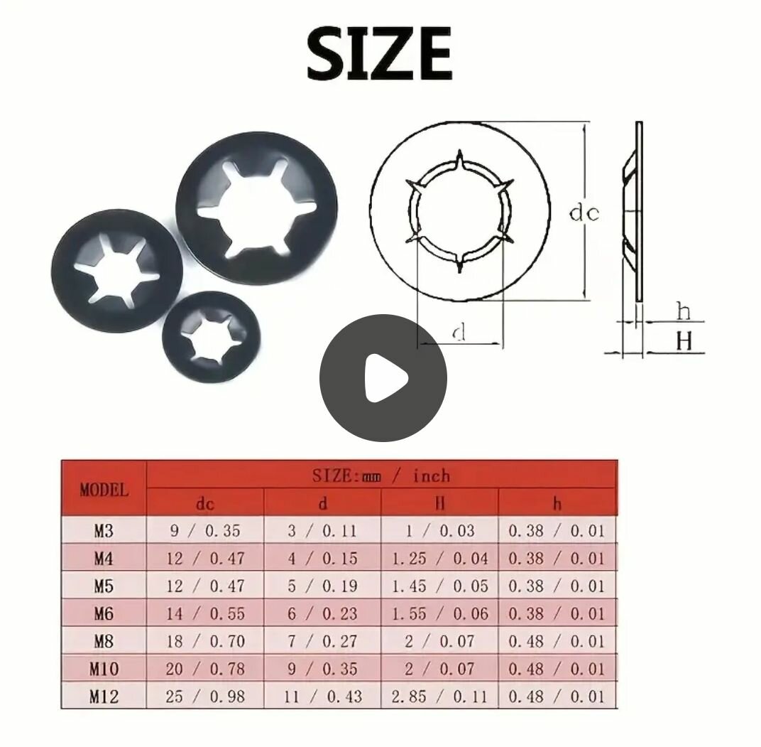 Lot rondelles étoile M3-M12
