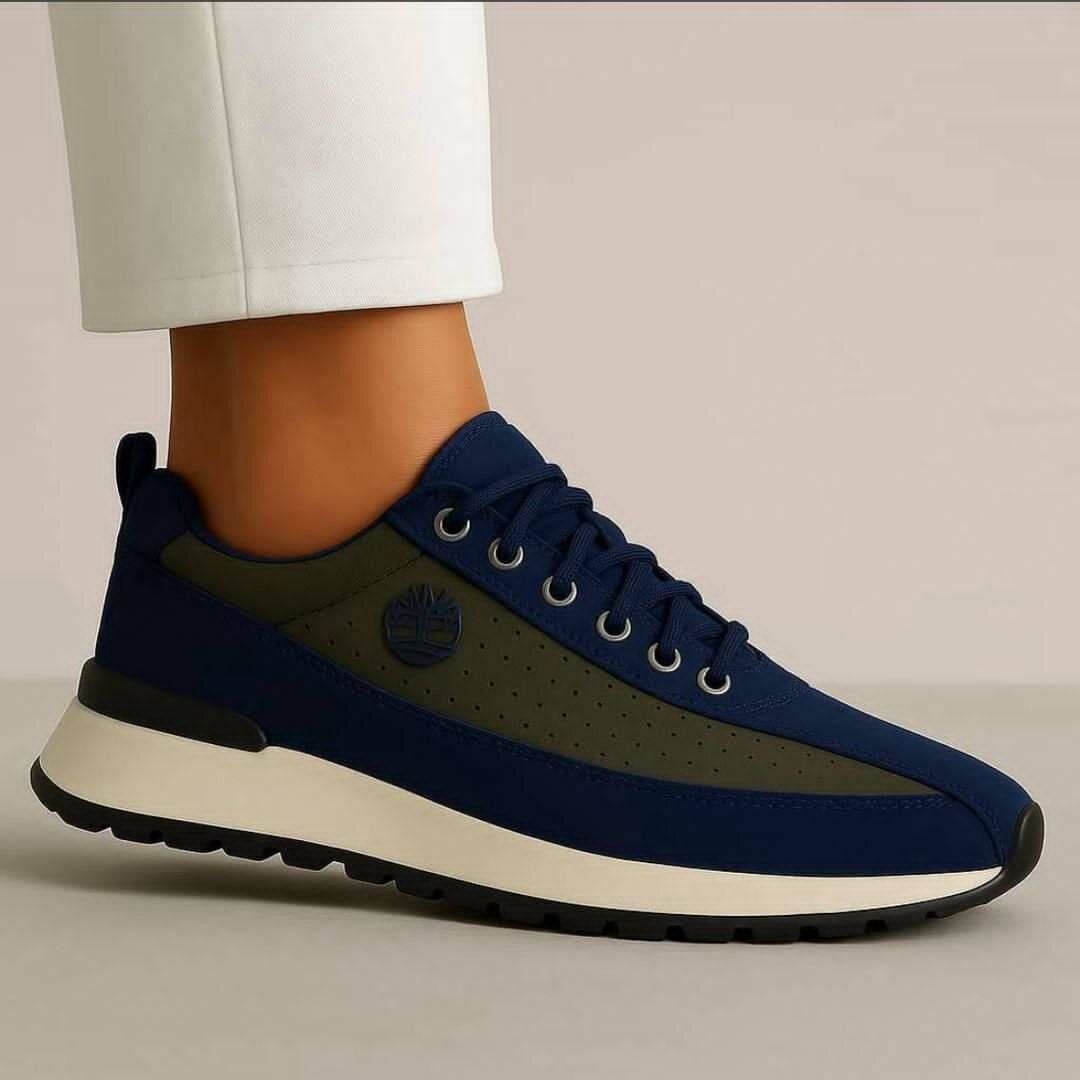 Sneakers en cuir bicolores