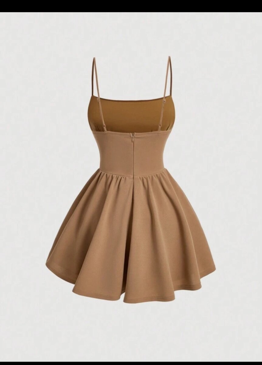 SHEIN MOD Women's Pleated Waist & Strap & A-Line Dress,Sun D