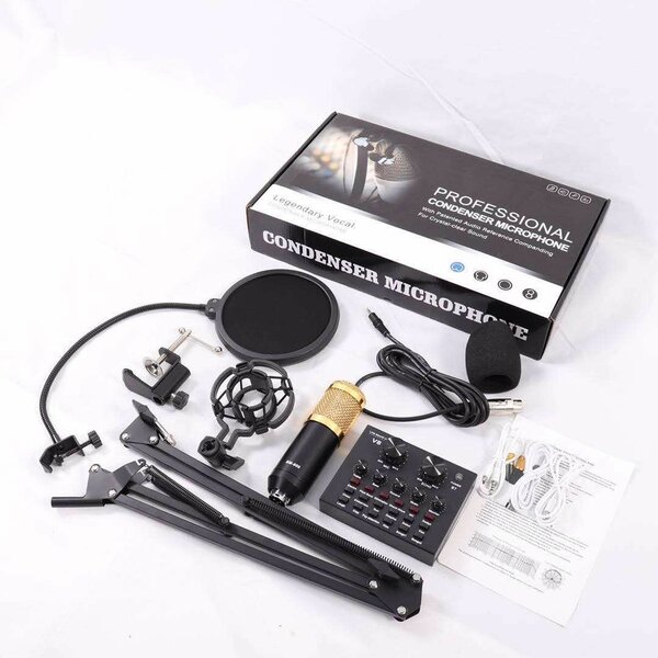 Bm800 condenser studio Microphone with V8 sound card