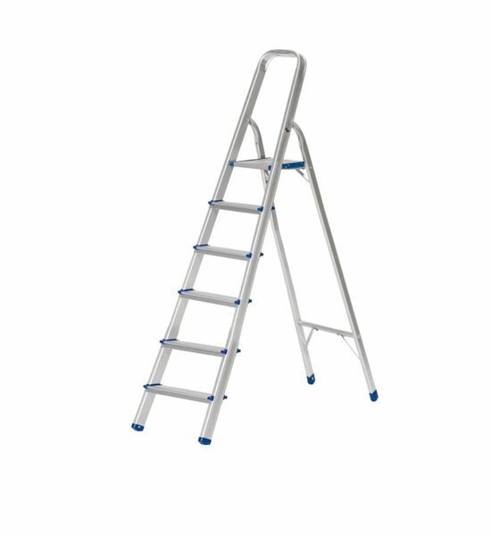 ALUMINUM STEP LADDER LIGHTWEIGHT PORTABLE WITH 6 STEPS