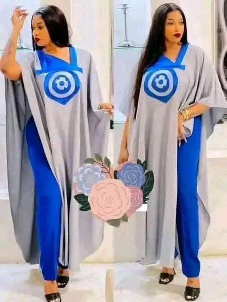 Caftan bleu et gris élégant