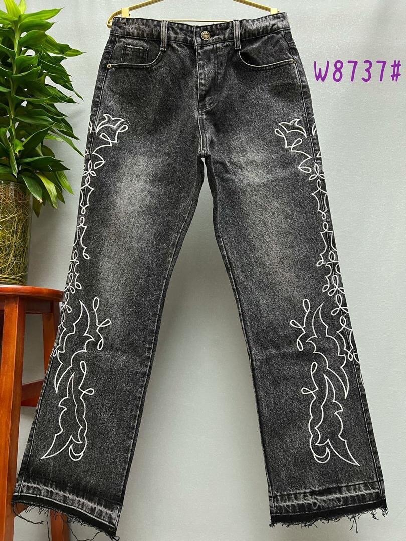 Jeans larges brodés noirs