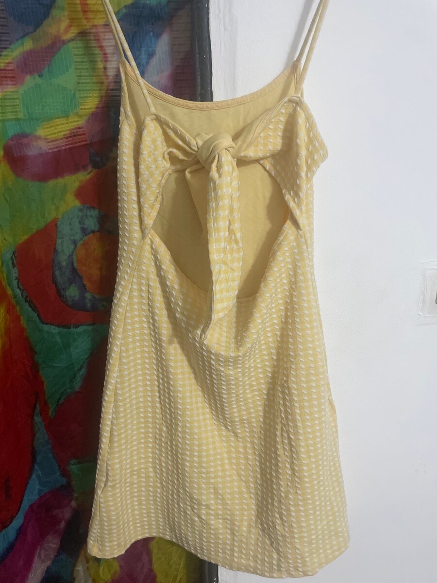 Robe jaune en gingham pour femme