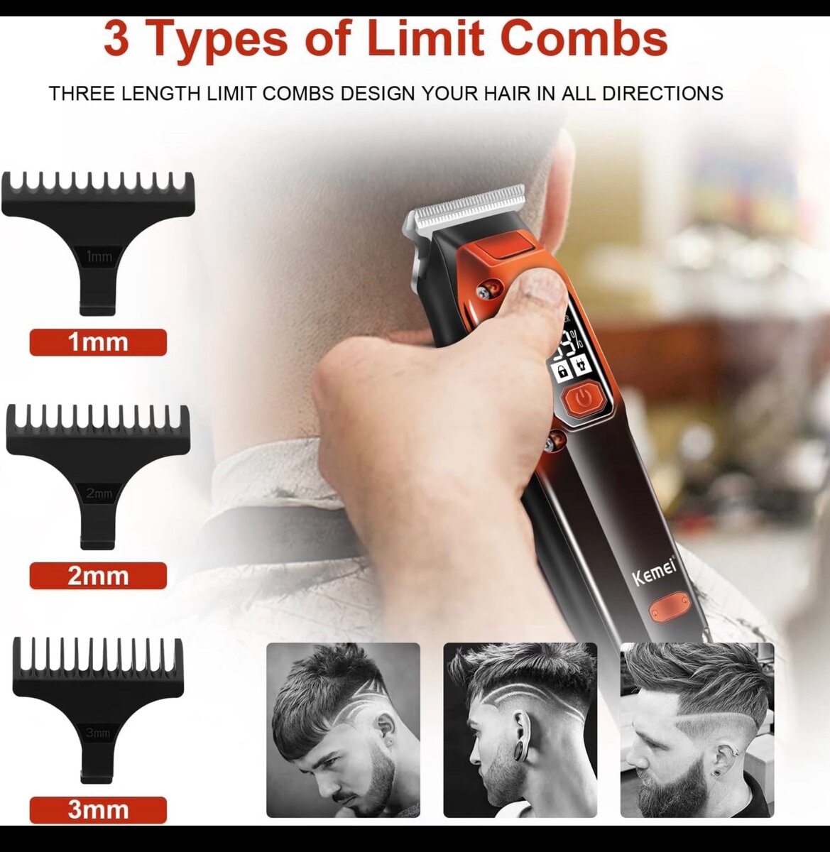 KEMEI Tondeuse à cheveux, sans fil pour coupe de cheveux, to