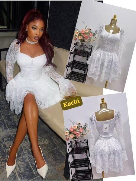 Robe blanche en dentelle chic