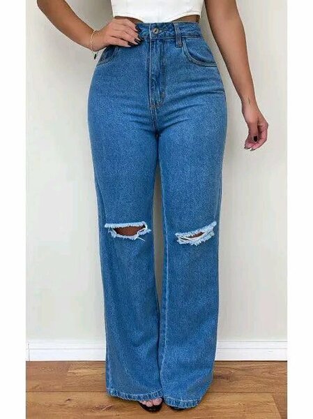 Jean large déchiré femme