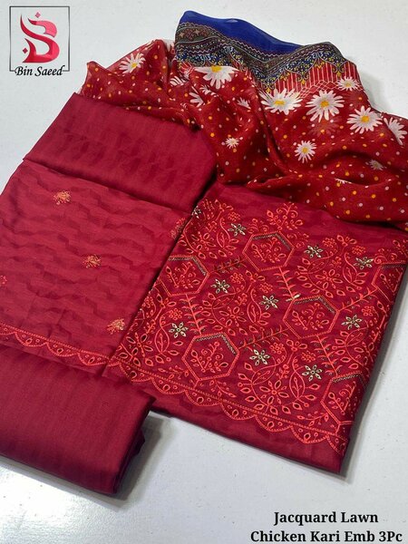 Luxury jacquard lawn 3pc, dc free