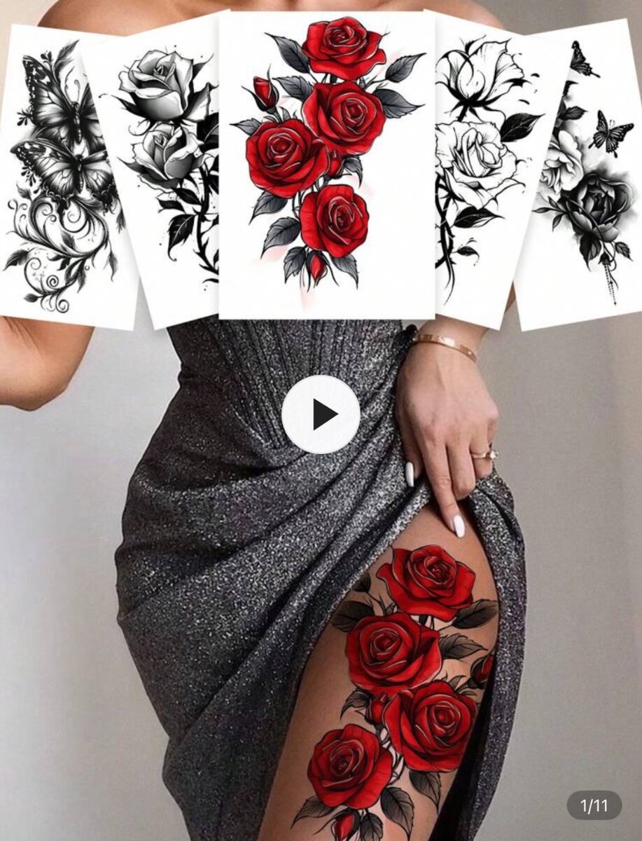 Tatouages Temporaires Roses Élégantes