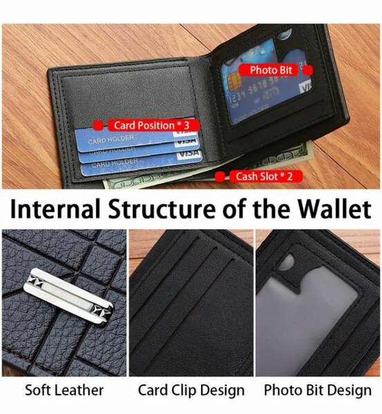 Men Geometric Pattern Billfold Business Wallets Horizontal C