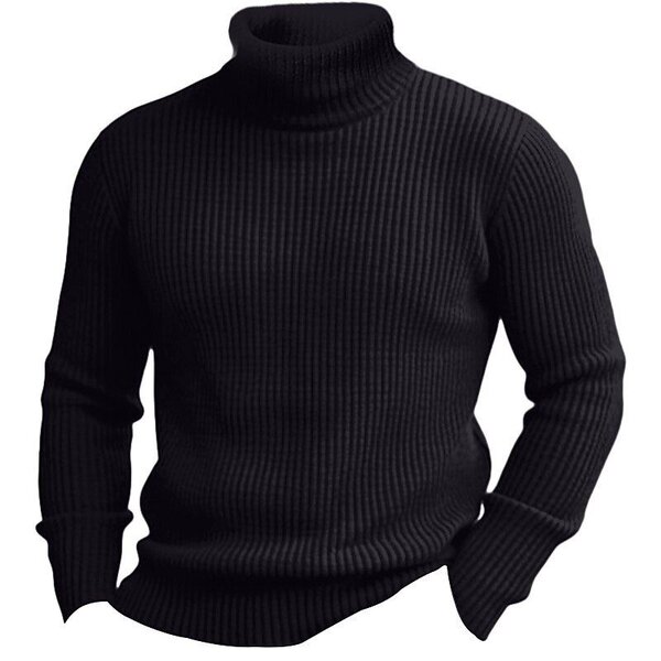 Pull à Col Roulé Noir Élégant