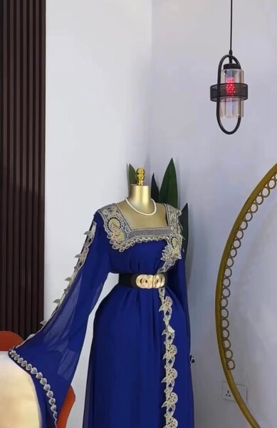 Elegant Blue Embroidered Kaftan