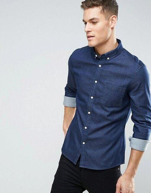 Denim deep blue men shirts