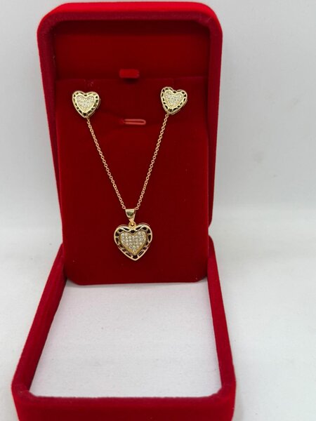 Parure Bijoux Coeur Doré