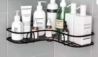 Étagère d'angle de douche noire