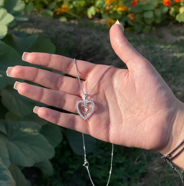Love Knot Heart Pendant with silver chain