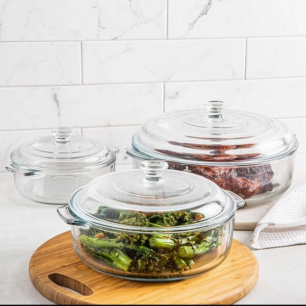 Glass Casserole Baking Dish Set with Glass Covers