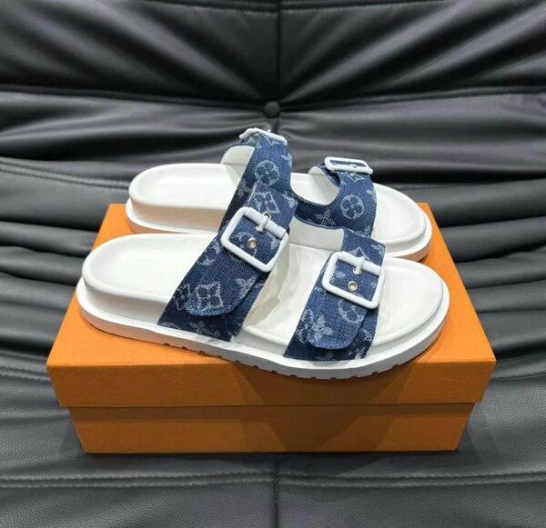 Sandales à boucles denim