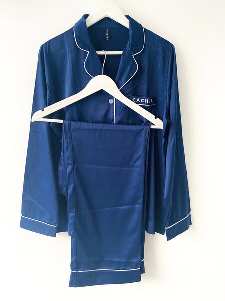Pyjama en satin bleu