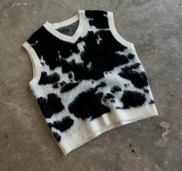 Pull sans manches en tricot vache