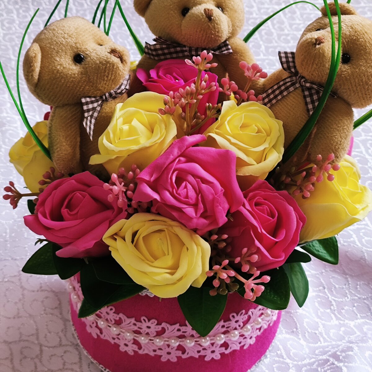 Букет из плюшевых мишек и пенных роз от handmadegifts_bishke