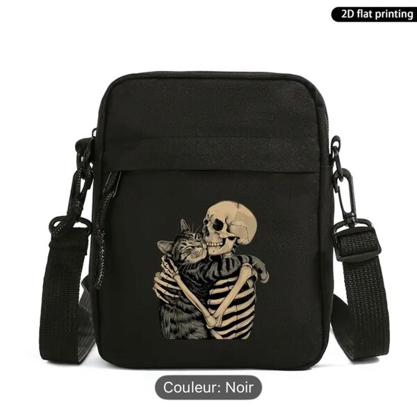 Sac bandoulière noir unisexe