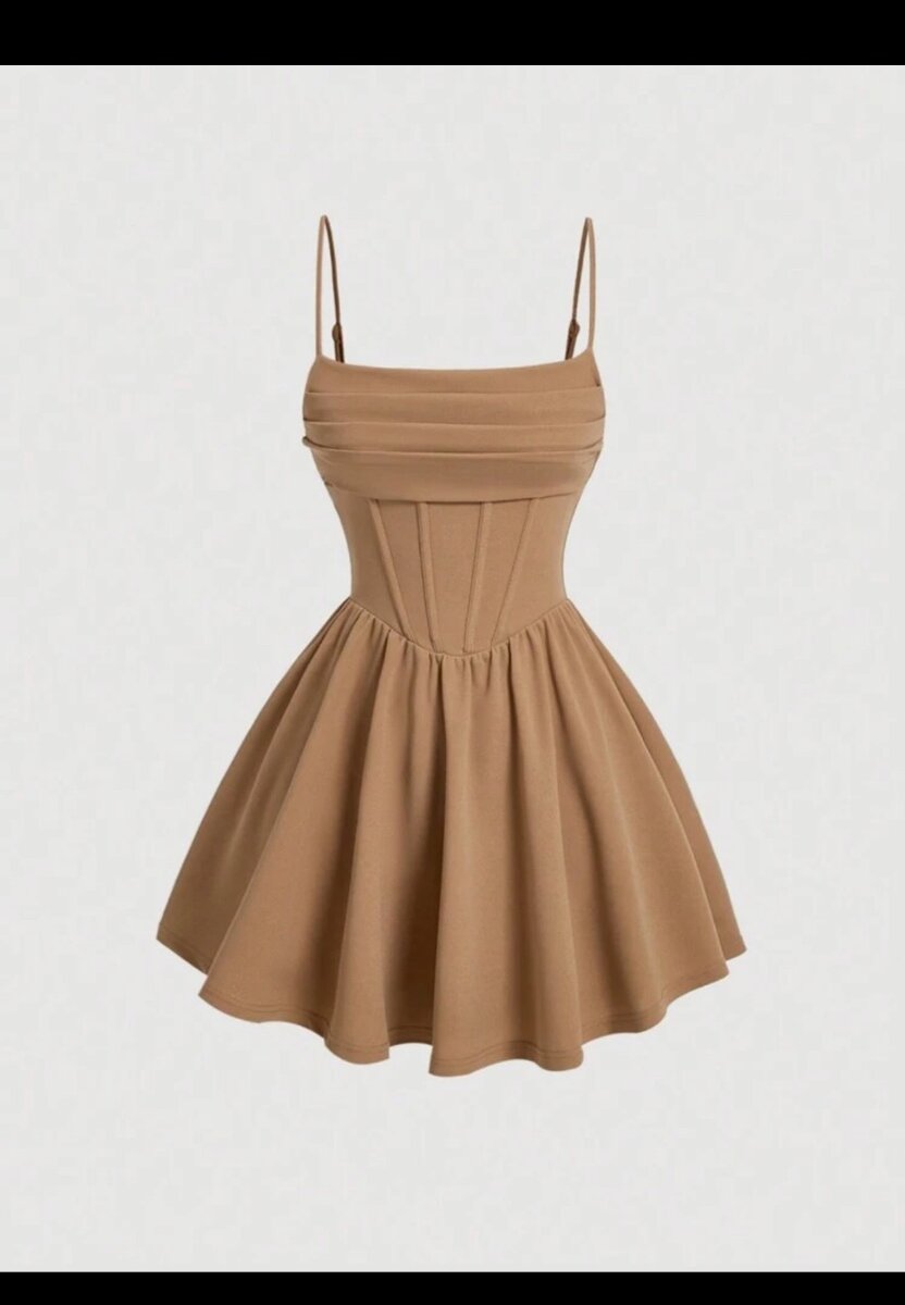 SHEIN MOD Women's Pleated Waist & Strap & A-Line Dress,Sun D