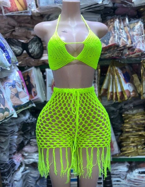 Set bikini crochet fluo