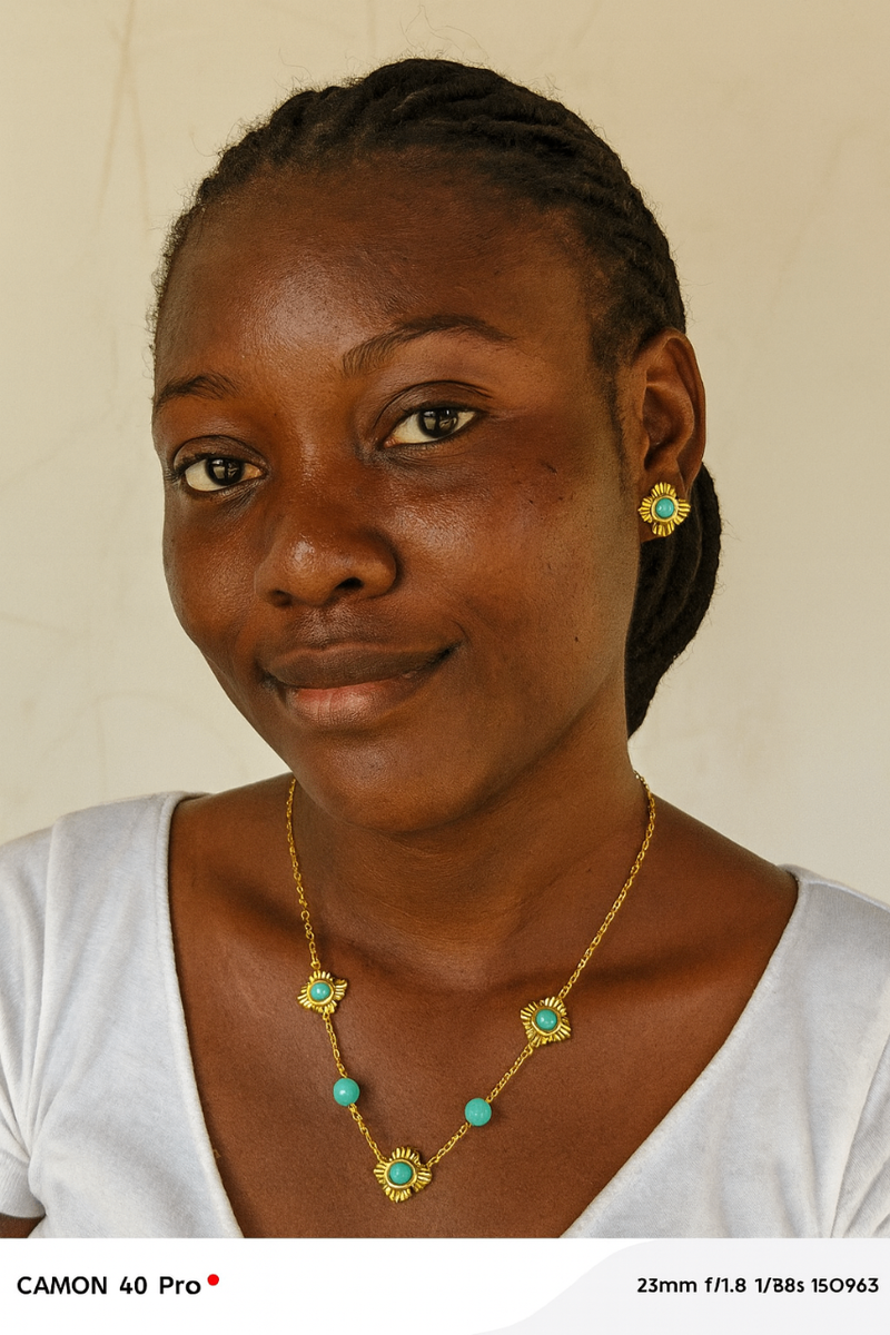 Collier et boucles turquoise