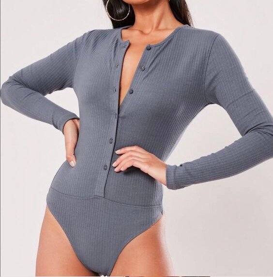 Body à manches longues gris