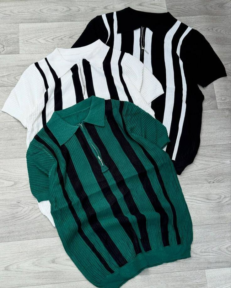 Polos rayés en maille