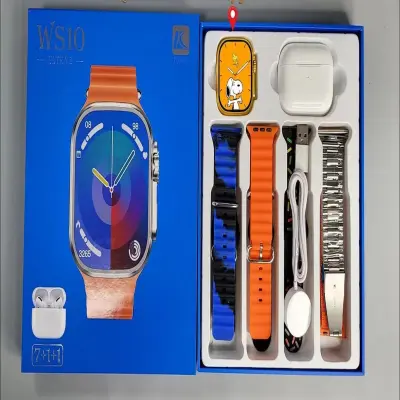 smart watch with 7 strap and earbuds