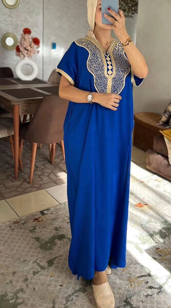 Caftan bleu femme chic