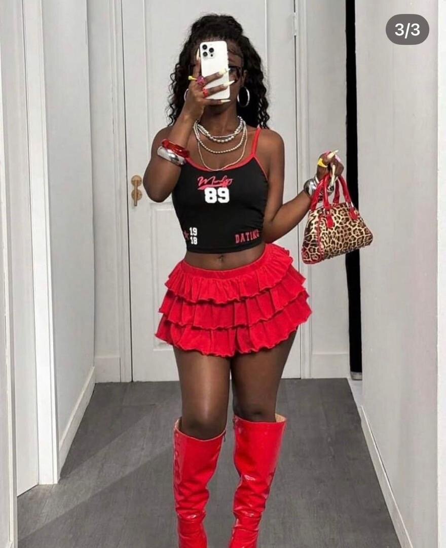 Ensemble jupe rouge et top