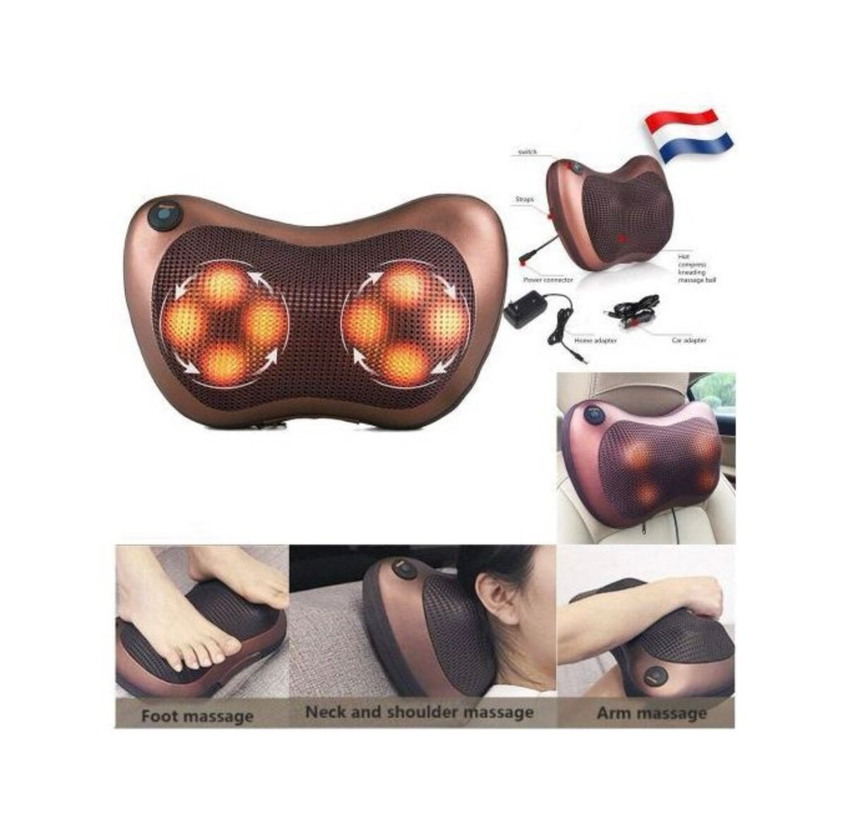 Coussin de Massage Shiatsu avec 8 Rouleaux 3D Masseur oreill