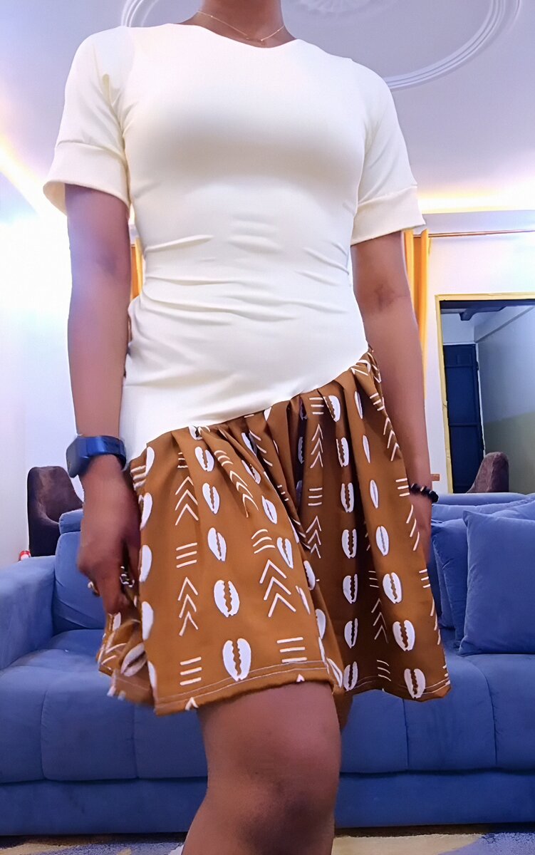 Robe évasée bicolore ethnique