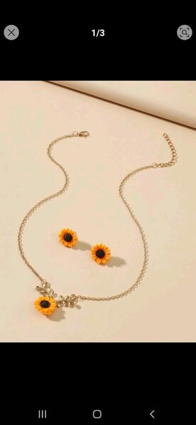 Sunflower necklace and studs