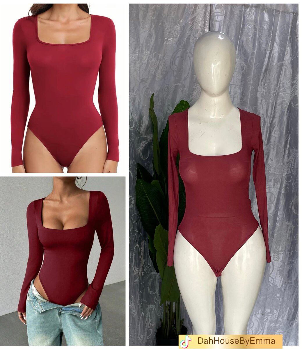 Body à manches longues bordeaux