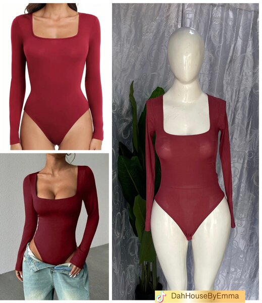 Body à manches longues bordeaux