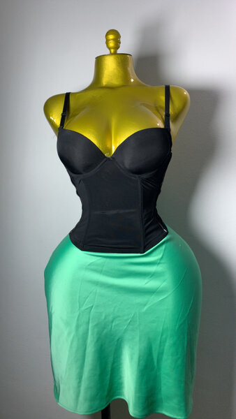 Robe bustier noir et vert