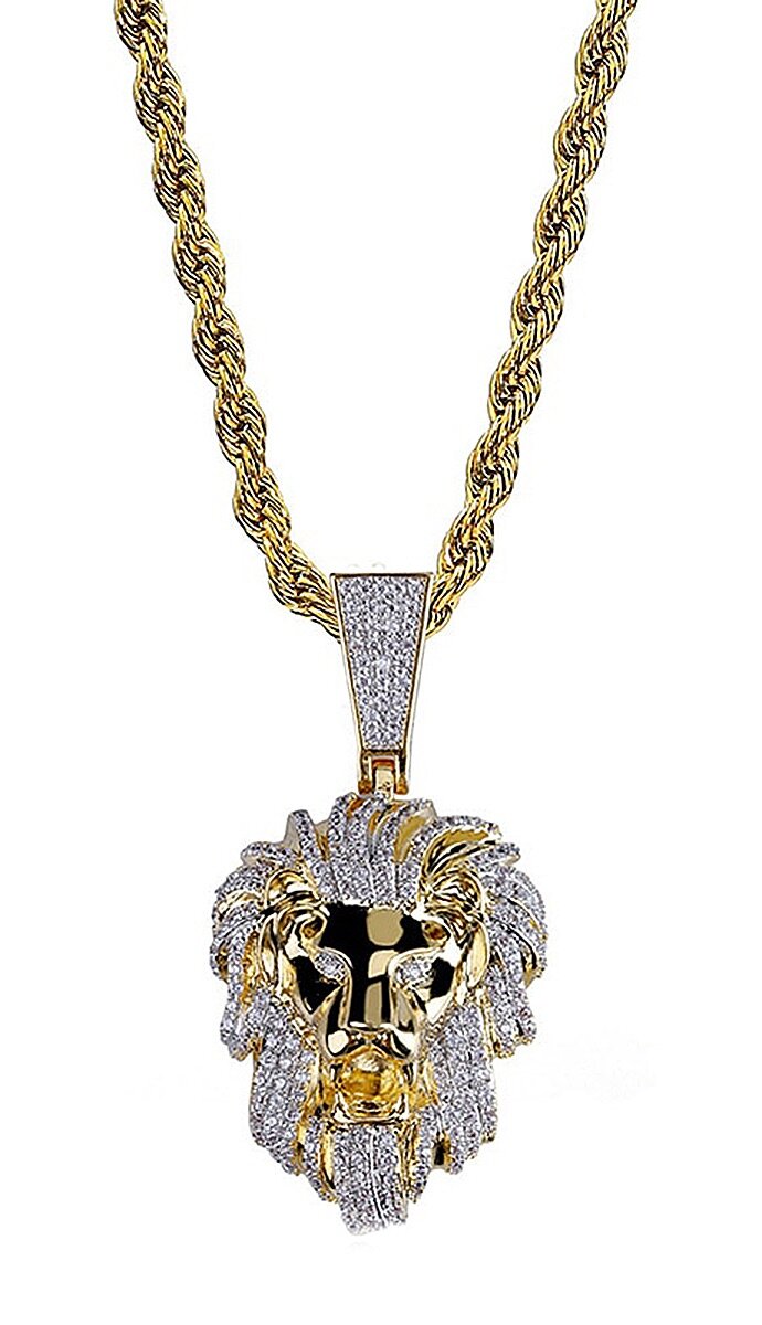 Collier tête de lion doré élégant