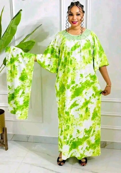 Robe Caftan Tie-Dye Verte